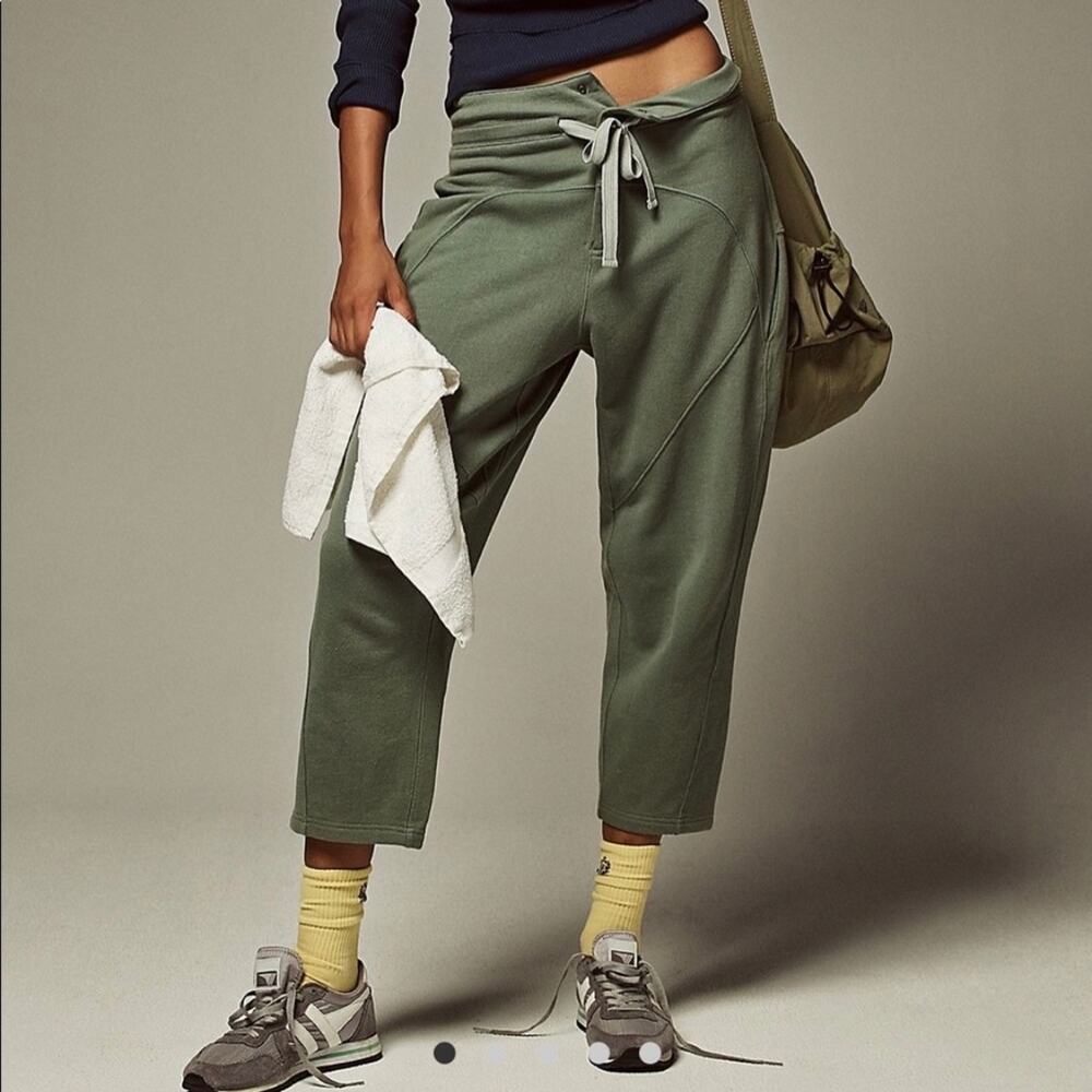 FP Movement by Free People Olive Green Wide Leg Cropped Lounge Pants